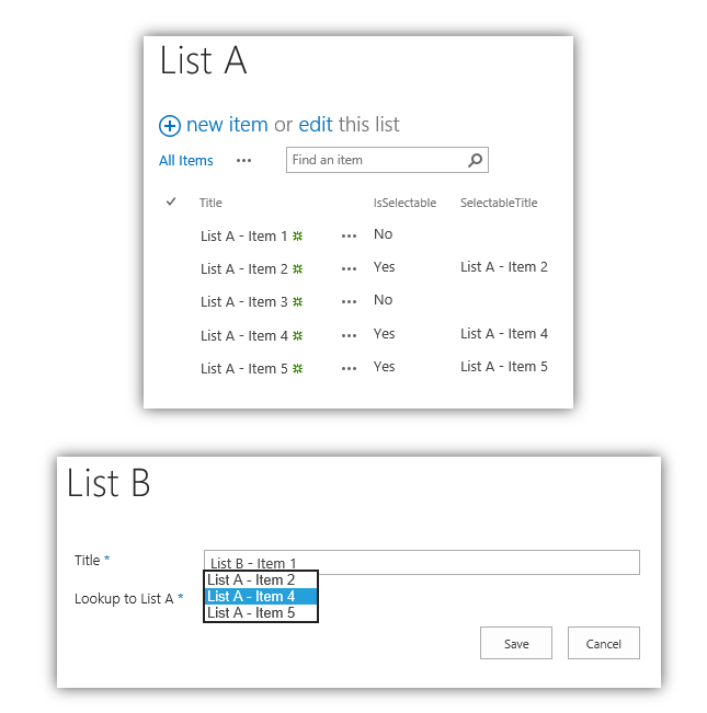 List A and B - Filter Applied