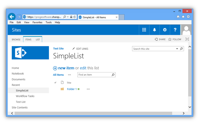 Item in Folder- Folder