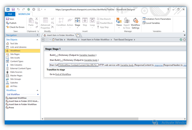 Item in Folder - Workflow