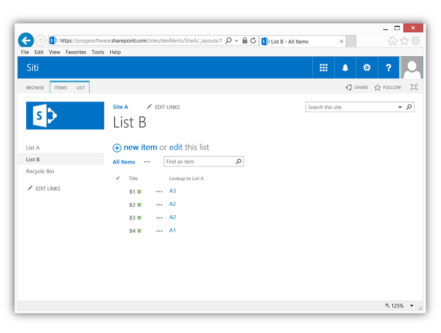 Export List with Lookup - List B